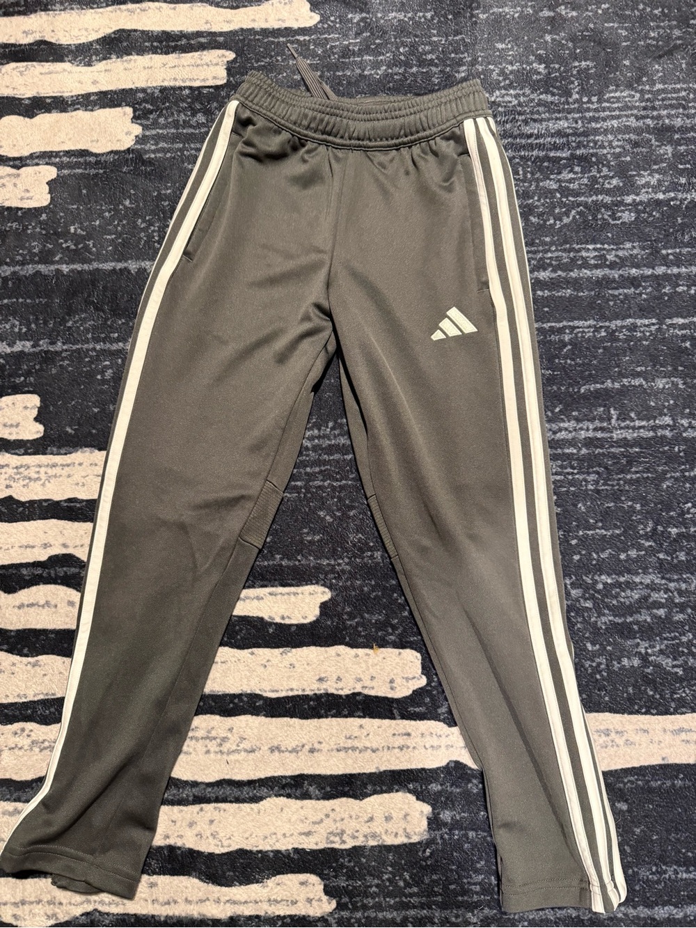 adidas Kids Charcoal Joggers with White Side Stripes